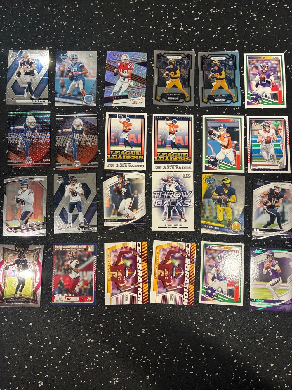 Young QBs Football Trading Card Lot - Mixed Team Collectible Set - Black